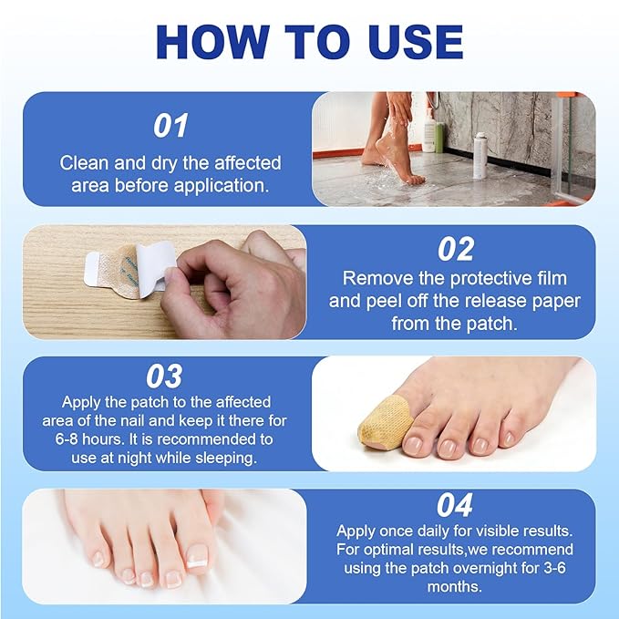 Nail Patches for Toenails- 2Pack, Toenail Stickers Feet, 8-Hour Overnight Nail Patches Fits Large and Small Nails, 42 Count (Blue A)
