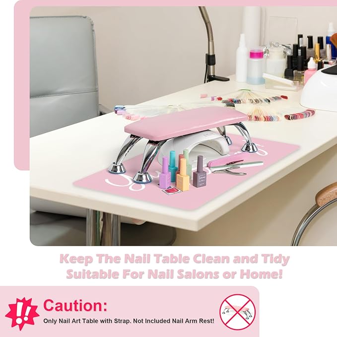 (MAT ONLY)Nail Art Table Mat, Nail Arm Rest Pad for Acrylic Nails, Dual Side PU Leather Nail Art Hand Rest Pillow Mat, Manicure Pad Nail Table Desk Mat for Nails Tech Salon Home Use Yay It's Nail Day