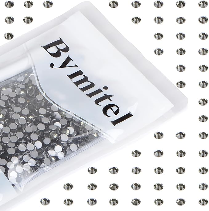 1440PCS Art Nail Rhinestones Non Hotfix Glue Fix Round Crystals Glass Flatback for DIY Jewelry Making with one Picking Pen (ss20 1440pcs, Black Diamond)