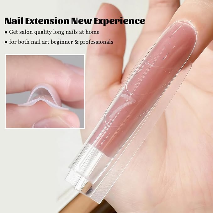 Sandwich Dual Nail Forms for Builder Gel, 180PCS Nail Forms with Brush Pen File Polygel Extension Tools Kit Top & Bottom Dual Form System Guide Lines Tips Professional Manicure Supply (Coffin)