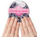 Olive & June Instant Mani Press-On Nails (Glue) | 42 Fake Nails, 21 Sizes | Non-Toxic, Long-Lasting Recycled Materials Realistic Look | Spring Flowers & Patterns | Short, Round | Micro Floral