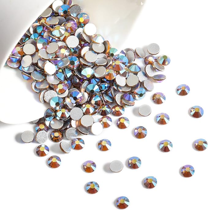 Beadsland 2880pcs Flat Back Crystal Rhinestones Round Gems for Nail Art and Craft Glue Fix, Lt.Colorado Topaz AB, SS20,4.6-4.8mm