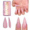 NOVO OVO Medium Long Stiletto Nail Tips Berry Pink (224Pcs) - Pre-designed Soft Gel Full Cover False Nails, Sharp Pointed Acrylic Press on Extension, DIY Salon Manicure (16 Sizes)