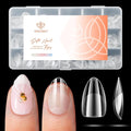 modelones Extra Short Almond Gel Nail Tips, 360pcs Pre-etched Clear Fake Nails Press On Full Cover Half Matte 15 Sizes Acrylic Gel Tips for Extension Salon