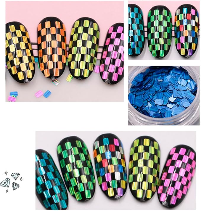 12 Colors 3D Nail Laser Square Sequins Holographic Manicure Charms Glitter Nail Art Paillettes Sparkle Decoration for Women Girls