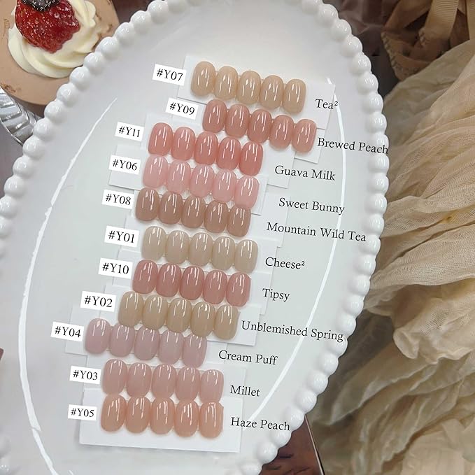 ADHERE Gel Nail Polish Set,11PCS Nude Pink Gel Polish Kit with Brush, UV LED Gel Nail Polish, Soak Off Nail Varnish Gel Polish for Manicure Salon DIY Design at Home