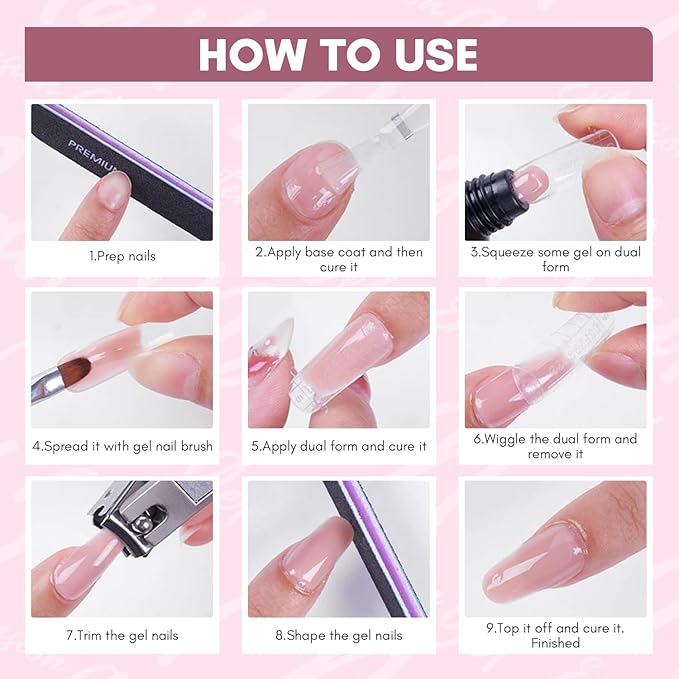 Makartt Hema-Free Poly Nail Gel 50ML Builder Nail Extension Gel Daisy Pink Long-Lasting Easy-Use Gel for DIY Home Salon