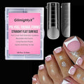 Straight Flat Toe Dual Forms for Polygel,GlimightyX Square Toenail Molds Reusable Natural,Toe Nail Tips for Polygel Builder Gel Acrylic Extension with French Guidelines,12 Sizes 120Pcs