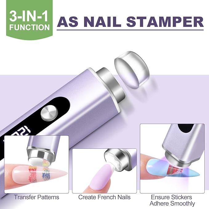 NXJ INFILILA Multi-Functional Handheld UV Light for Gel Nails with Cat Eye Magnet - Portable Flash Cure Nail Lamp for French Manicures, Detail Work, Type-C Cordless for Travel & Home Use(Purple)