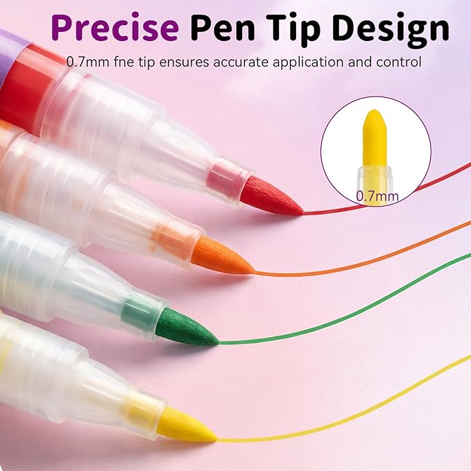 12 Colors Nail Art Pens for Painting Nails, 0.7mm Fine Tip Nail Art Makers, No Shaking Required, Quick Dry, Easy Control Nail Markers Kit for Beginners