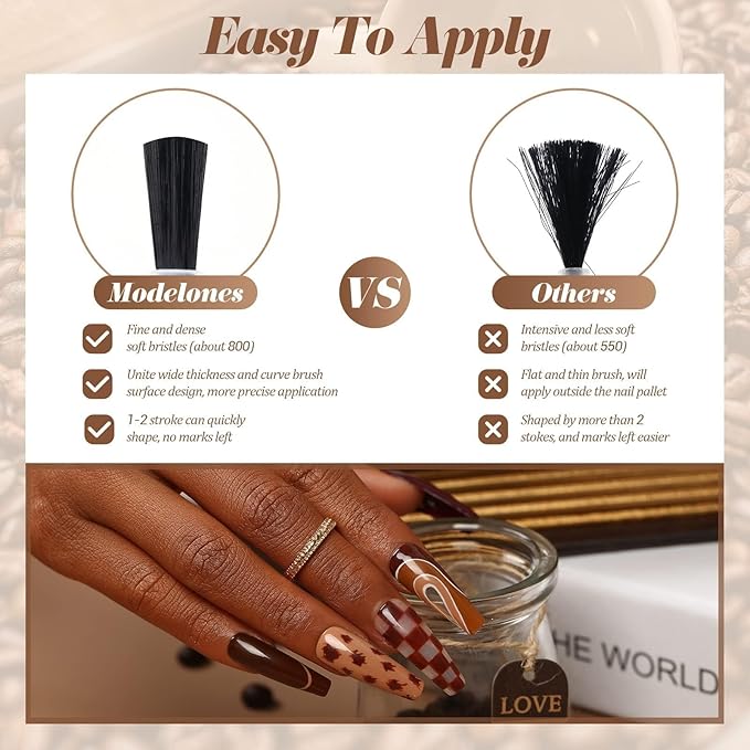 modelones Gel Nail Polish Set, 12 Colors Winter Neutral Nude Brown Gold Glitter Gel Polish Tawny Cinnamon Burdundy Maroon Classic Collection for All Skin Tones LED Nail Art Salon DIY Gift