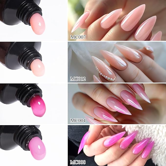 10Pcs Poly Nail Gel Nude Pink Skin Tones Neutral Quick Building Nail Extensions Gel Starter Kit Builder for Nails Art Salon at Home