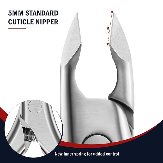 FVION Cuticle Trimmer – Professional Cuticle Nippers, Rubber Coated Handle Manicure Tools – Stainless Steel Cuticle Cutter for Nails (5mm)