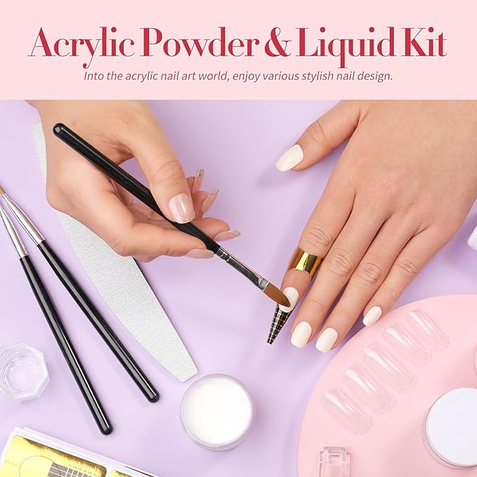 BORN PRETTY Acrylic Nail Kit with Drill - 92Pcs Acrylic Pwoder Set for Beginners With Everything Powder and Liquid Set for Nail Supplies Art Decoration Tools DIY Salon at Home