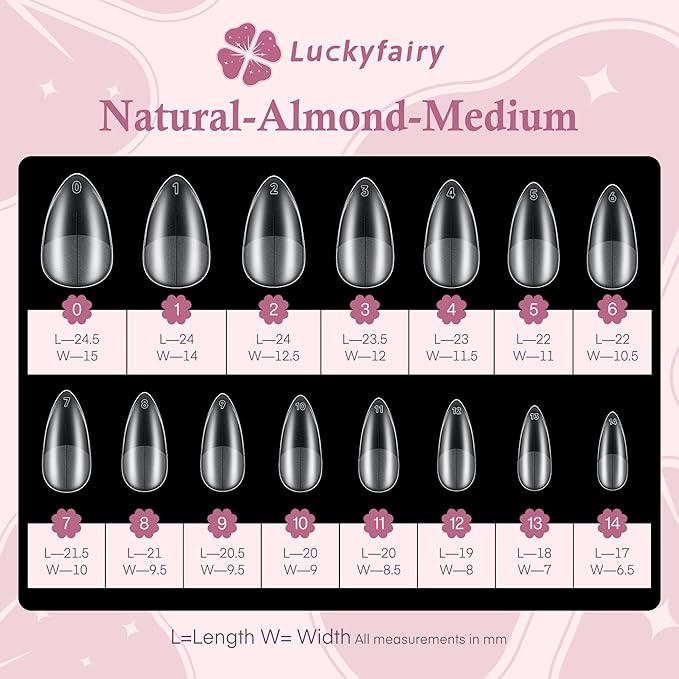 Nail Tips Almond Shape, 360pcs Double-sided Matte Full Cover Soft Press on Nails, 15Sizes Pre-shape Matte Almond Nails Tips Long Last Acrylic Nails Soak Off Nail Extension Salon DIY Home