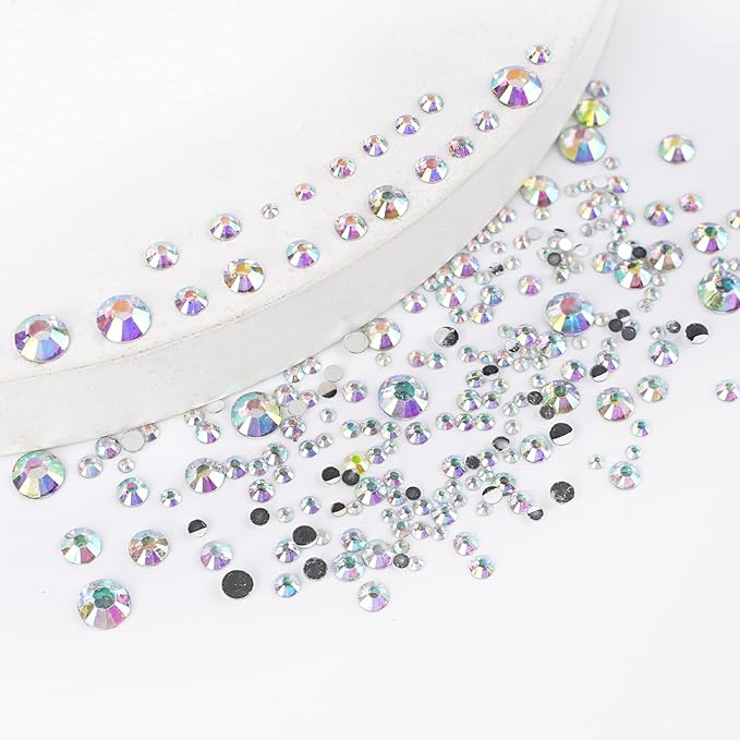 Canvalite 1500PCS Rhinestones Flat Back Gems, Nail Rhinestones Nail Art Gems with Pick Up Tweezers and Rhinestone Picker Dotting Pen, Nail Art Tools for Nails, Clothes, Face, Craft