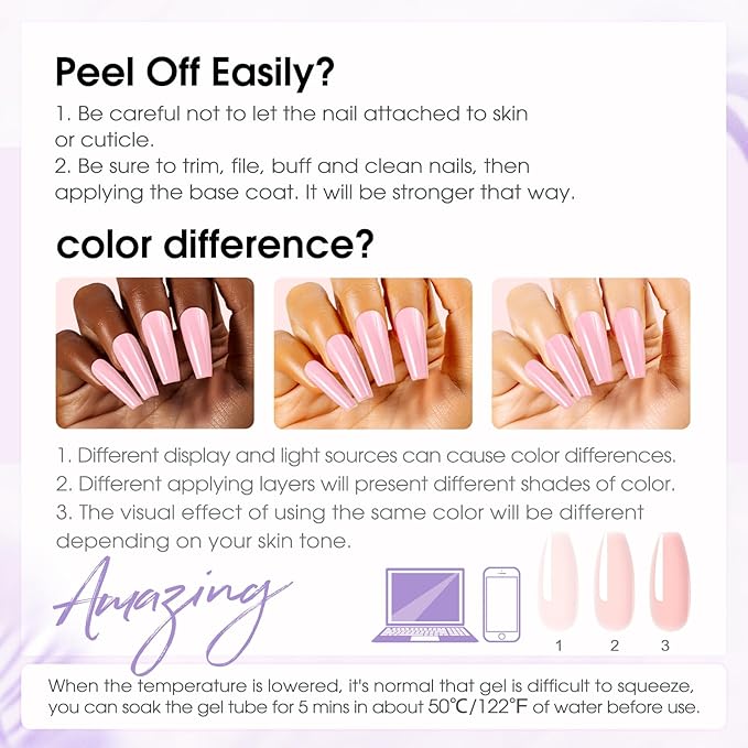 ROSALIND 6 PCS Poly Nail Gel, 0.34 oz/10 ml Soft Pink Poly Extension Gel, Quick Nail Extension, Builder Nail Enhancement for Beginner & Professional Salon Home Diy Design