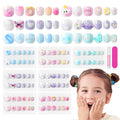SAVILAND 3D Press on Nails for Kids: 7 Pack Kids Press on Nails for 5-9 Years Pre Glue Full Cover Short Kid Fake Nails Stick On Children Artificial False Nail Tips Fingernails Christmas Gifts for Kid