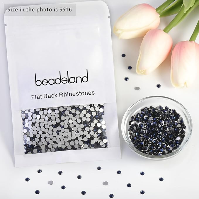 Beadsland 2880pcs Flat Back Crystal Rhinestones Round Gems for Nail Art and Craft Glue Fix, Montana, SS16,3.8-4.0mm