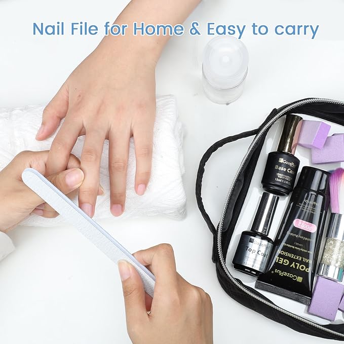 Nail Files, 10 PCS Fingernail Files 7" Long 80/100 Grit Emery Boards for Nails - Professional Nail File Washable for Acrylic, Gel, Dip Powder, and Poly Gel Nails for Salon Home