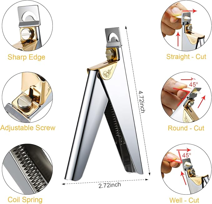 Mudder Acrylic Nail Clippers Kit False Nails Tips Cutter Professional Cuticle Trimmer Nipper Cutter Pusher Remover Stainless Steel Manicure Pedicure Art Tools Set Salon Home(Silver)