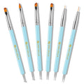 UNA GELLA Nail Art Brushes 6PCS Blue Color Nail Art Design Set with Nail Polish Extensions Gel Brush Christmas Liner Builder Nail Gel Pens Multi-Size Dotting Tools for DIY Home Salon Manicure Design