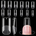TOMICCA Medium Square Nail Tips Half Matte Acrylic Fake Nails 240Pcs Long Full Cover False Nails Clear Gel Tips 12 Sizes for Nail Extension Home DIY Salon