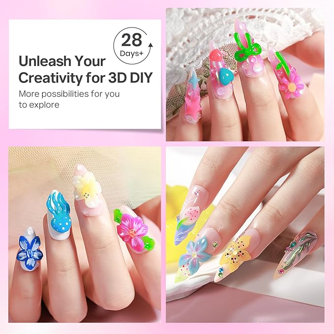 MIZHSE 12 Colors 3D Nail Gel Set, Non-Sticky Sculpting Gel for Nail Art Painting Molding Gels with Sculpture Pen Soak Off U V Sculpting Gels for Home DIY Salon Manicure