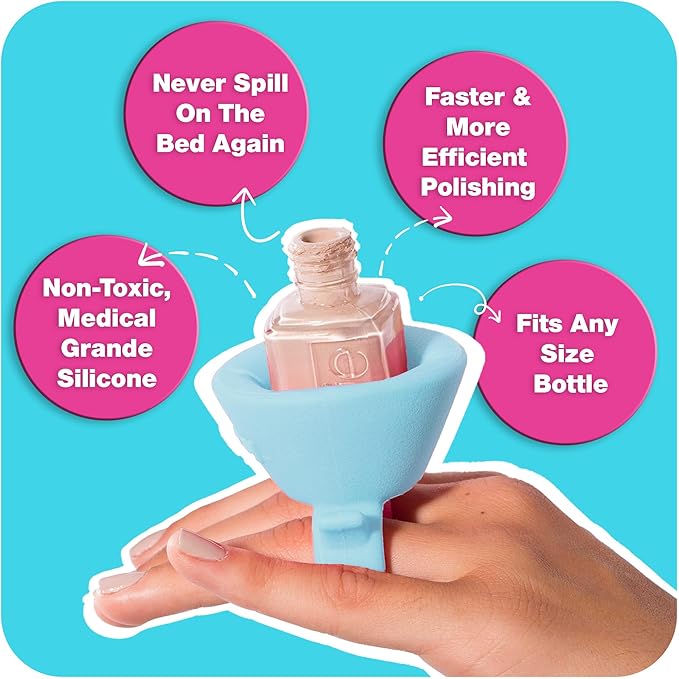 Tweexy Wearable Nail Polish Holder Ring - Ideal Gift for Teenage Girls - Nail Polish Holder Stand for Manicure & Pedicure, Fingernail Painting - Nail Polish Accessories (Island Blue)