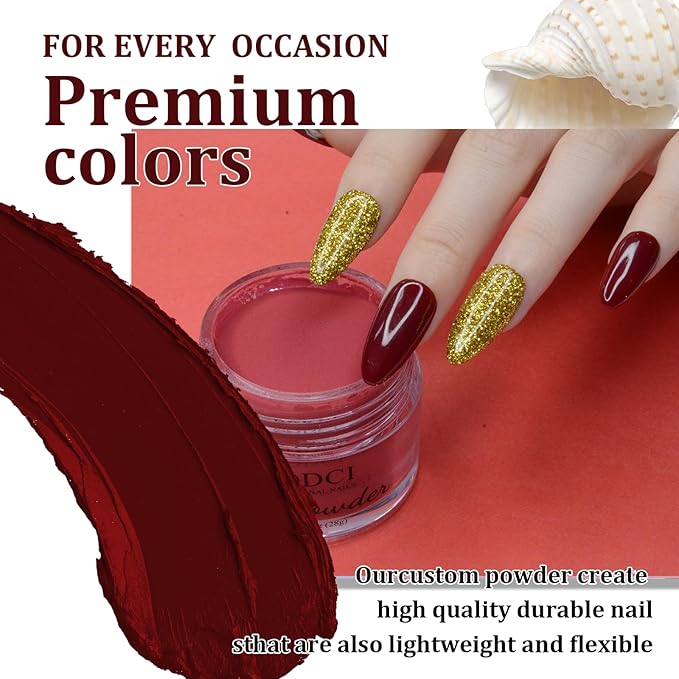 1 Oz/28g Dark Red Dip Powder, Nail Dipping Powder French Powder Pro Collection System Nail Art Starter Manicure Salon DIY at Home, Odor-Free&Long-Lasting, No Needed Nail Lamp Curing