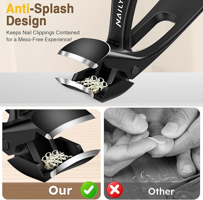 Extended Toenail Clippers for Thick Toenails, Long Handled Nail Clippers for Seniors Angled Head Cutters with Catcher, Ergonomic Wide Jaw Opening,45° Slanted Curved Finger Nail Clippers for Men Women