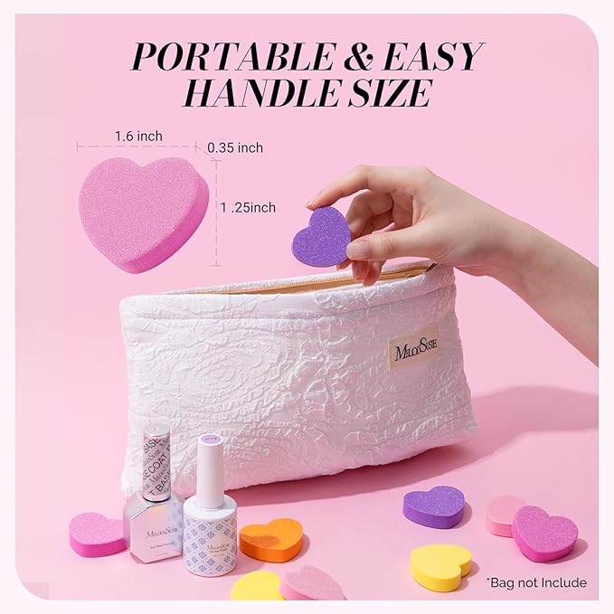 MelodySusie Heart Shape Mini Nail Buffer Block,100/180 Grit Double-Sided Sponge Nail File,Professional Nail Polishing Tools for Shaping and Smoothing,Suitable for Manicures and Pedicures,50 Pcs