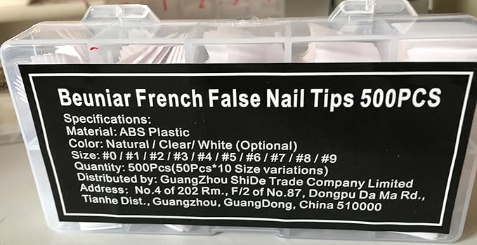 Acrylic Nail Tips White 500Pcs French Artificial False Tip for Manicure Nails Art Salons & Home DIY