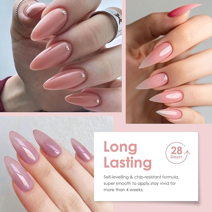 MEET ACROSS 18Pcs Nude Pink Builder Gel Base Coat for Nails, Purple Brown Rubber Base Gel Polish 2 IN 1 Rubber Base Gel for Nails Nail Design Gifts