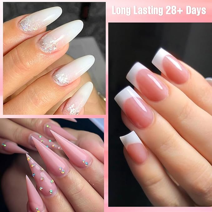 MTSSII Builder Nail Gel 9 Pcs, Clear White Pink Brown Builder LED Lamp Cured Thickening Apex Building Strengthener Extension Gel Polish for Home DIY Salon Girls