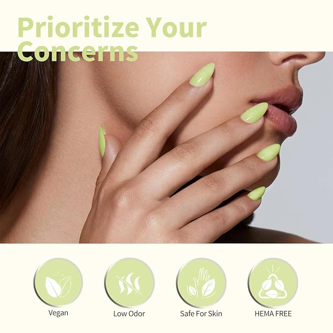 CANNI Pastel Green Gel Nail Polish, 1Pcs Sage Light Green Gel Polish Color High Gloss Soak Off Manicure Salon DIY