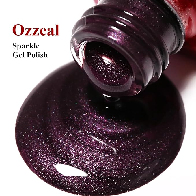 Pearl Gel Nail Polish, 0.5 Fl Oz Purple Brown Glitter Pearl Gel Nail Polish Sparkle Shimmer Fall Winter for Art DIY Manicure Soak off LED UV