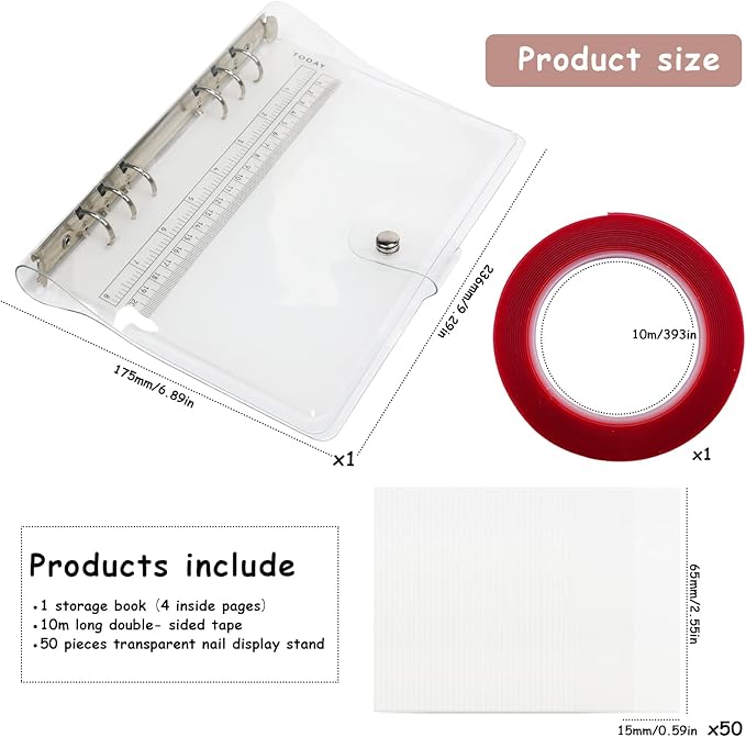 Large Clear Press on Nails Storage Box, Empty Press on Nails Packaging Box Set with Double-sided Adhesive Tape and 50 Arcylic Nail Display Stand Can Be Used to Store and Store Personal Items (large 1)