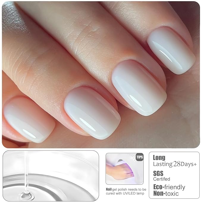 Vishine Milky White Rubber Builder Base Gel Nail Polish, 6 in 1 Builder for Strengthen Apex Building Extension Long Lasting Protect U V Cured Color Based Manicure for Fragile Nails Art Home Salon R061
