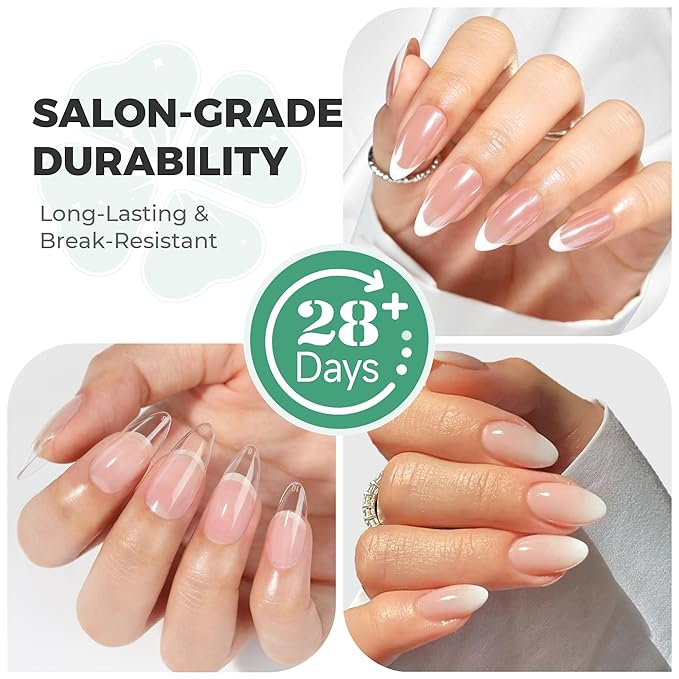 10 in 1 Gel Nail Glue for Nails Tips: 15ml Super Strong Brush On Nail Glue for Clear Acrylic Press on Nails, Need Lamp Cured, Long Lasting Base Coat & Blooming Gel, No Peel Off & Bubble Free Formula
