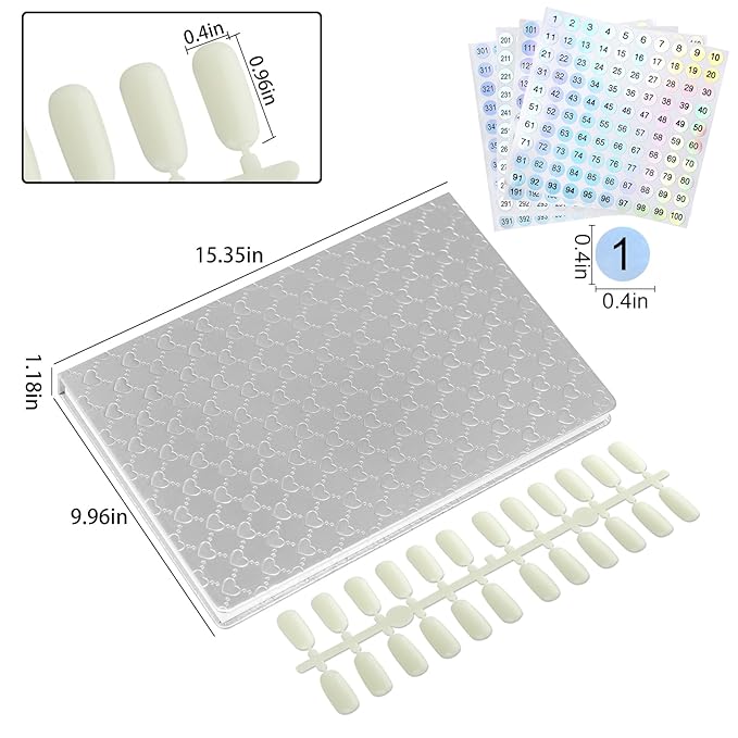 308 Colors Nail Display Swatches Book with 360 Tips for Nail Polish UV Gel Color Cards Nail Salon Tool Sample Display Nail Art for Nail Salons, DIY Nail Art at Home (Sliver)