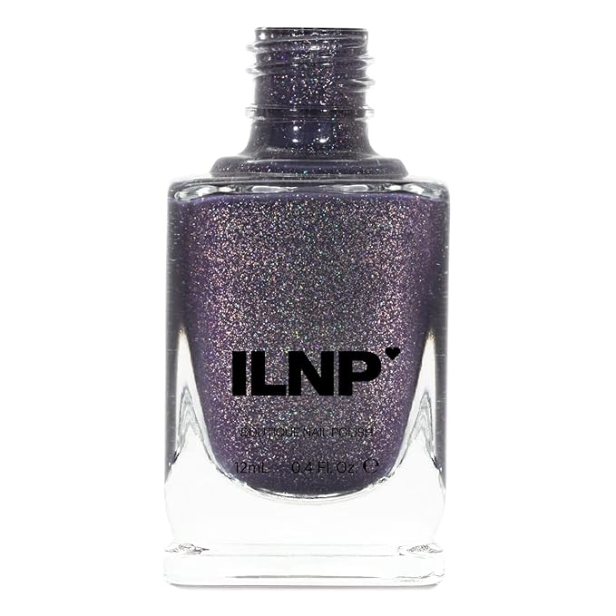 ILNP Chateau - Charcoal Grey Holographic Shimmer Nail Polish, Chip Resistant, Non-Toxic, Vegan, Cruelty Free