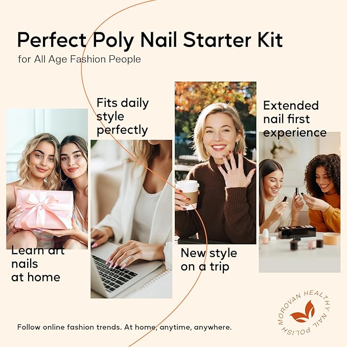 Morovan Poly Nail Gel Kit: 32 Colors Classics Tones Complete Extension Gel Nail Kit with UV Lamp Slip Solution Builder Manicure Tools for Starter DIY Salon Use 2025 Fall