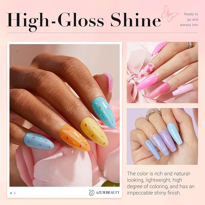 AZUREBEAUTY 170Pcs Dip Powder Nail Kit Starter, 36 Colors Pastel Pink Purple Blue Yellow Dip Powder Liquid Set Spring Summer with Top/Base coat Activator for French Nails Art Gifts