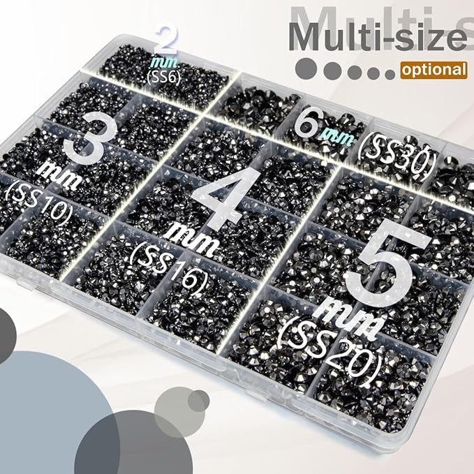 Metallic Gray Resin Rhinestones w B7000 Glue for Bedazzling Crafting 2mm-6mm Flatback Gems Stones Steel Grey Diamonds Bedazzler Kit for Nails Face Eyes Makeup Tumblers Bottles DIY Crafts Shoes