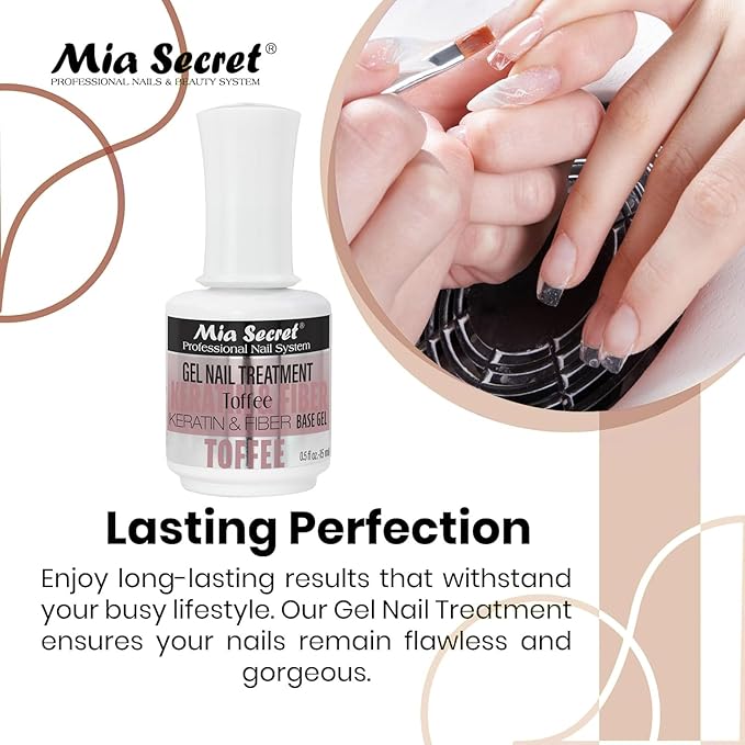 Mia Secret Professional Toffee Scented Gel Nail Treatment Keratin Base & Top Gel 0.5 FLoz