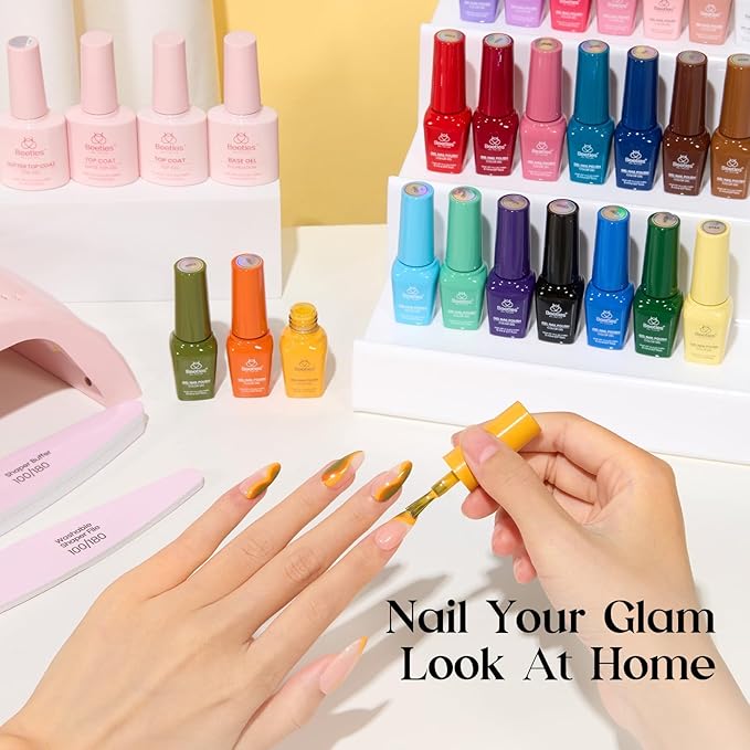 Beetles Gel Nail Polish Kit with U V Light - 25 Colors Valentines Gel Polish Set 45 Pcs Fragments of Time Nails Kit with Tools DIY Salon Manicure Set Gifts for Women Girls - One Color One Bottle