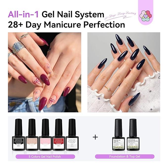 SAVILAND Acrylic Nail Kit: All-In-1 Nails Kit Acrylic Set with 88W Nail Lamp EMA Monomer Gel Nail Polish Nail Drill Cuticle Remover Home DIY Starter
