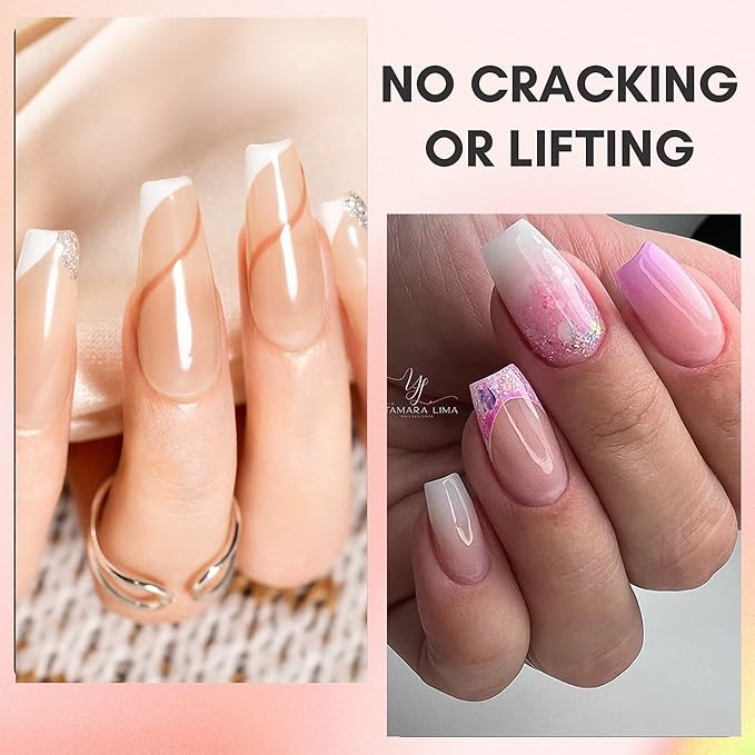 Makartt Poly Nail Gel Kit: 6 Nude Colors Solid Builder 15ML for Poly Extension Enhancement Set with Slip Solution Base Top Coat Dual Forms All in One Hard Gels for Nails Starter Supplies Kit