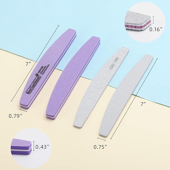 35 Count Nail Files and Buffers 100/180 Grit, Professional Sponge Nail File Manicure Tools for Natural Nails and Acrylic Nails
